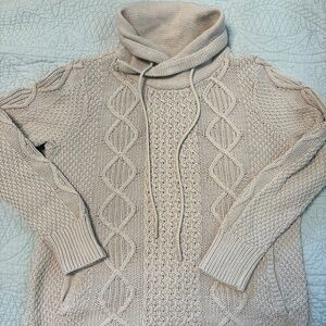 L.L. Bean Cable Knit Cotton Shawl Sweater